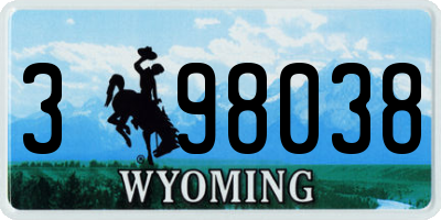 WY license plate 398038