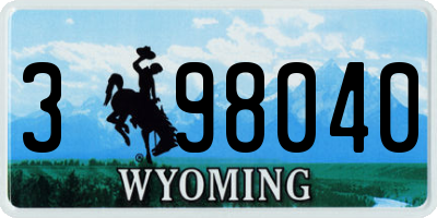 WY license plate 398040
