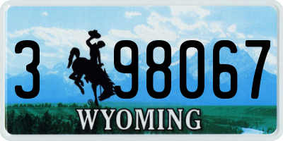 WY license plate 398067