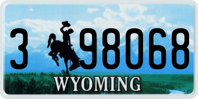WY license plate 398068
