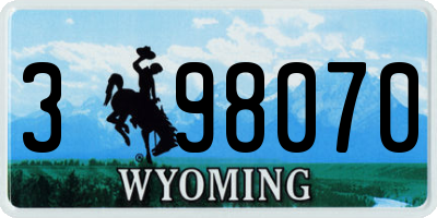WY license plate 398070