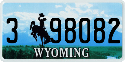 WY license plate 398082