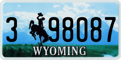 WY license plate 398087