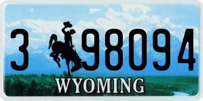 WY license plate 398094