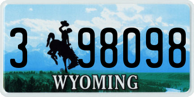 WY license plate 398098
