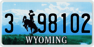 WY license plate 398102
