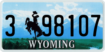 WY license plate 398107