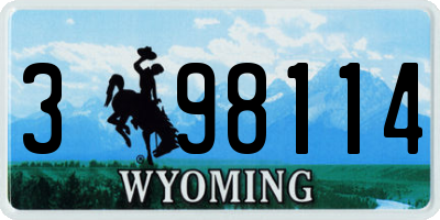WY license plate 398114