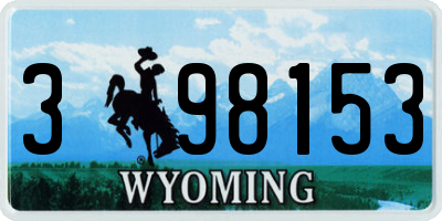WY license plate 398153