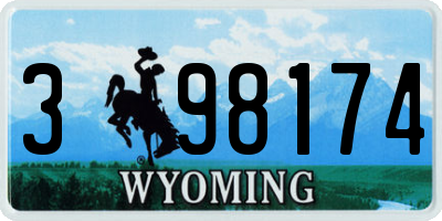 WY license plate 398174
