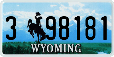 WY license plate 398181