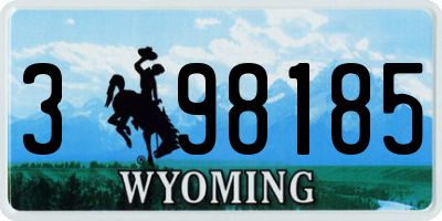 WY license plate 398185