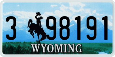 WY license plate 398191