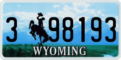 WY license plate 398193