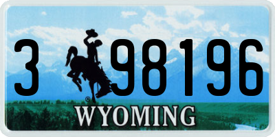 WY license plate 398196