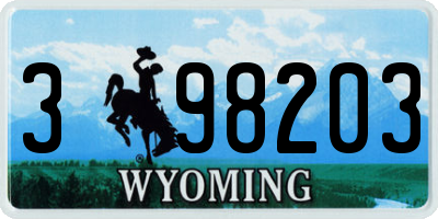 WY license plate 398203