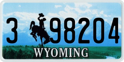 WY license plate 398204