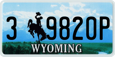WY license plate 39820P