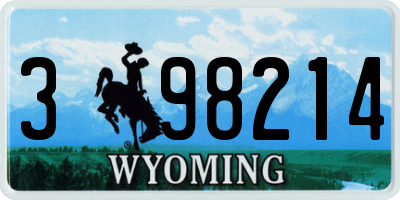 WY license plate 398214