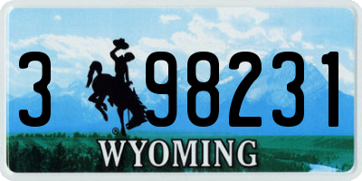 WY license plate 398231