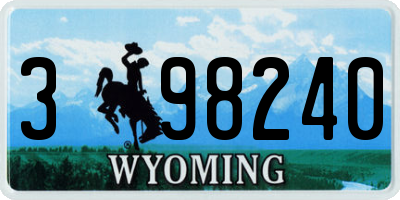 WY license plate 398240