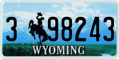 WY license plate 398243