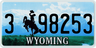 WY license plate 398253