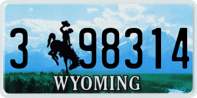 WY license plate 398314