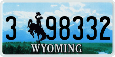 WY license plate 398332
