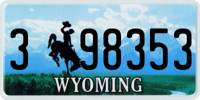 WY license plate 398353