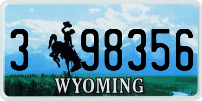 WY license plate 398356