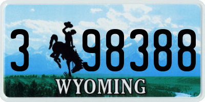 WY license plate 398388