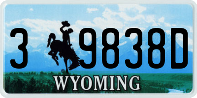 WY license plate 39838D