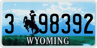 WY license plate 398392