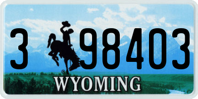WY license plate 398403