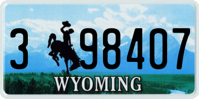 WY license plate 398407