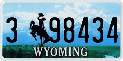 WY license plate 398434