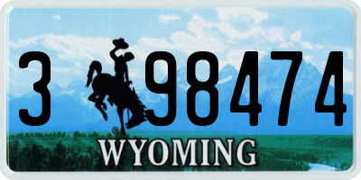 WY license plate 398474