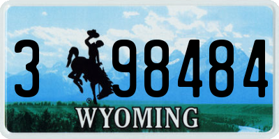 WY license plate 398484