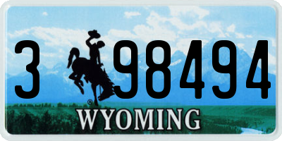 WY license plate 398494
