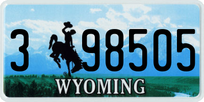 WY license plate 398505