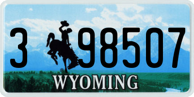 WY license plate 398507