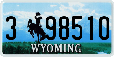 WY license plate 398510