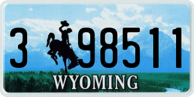 WY license plate 398511
