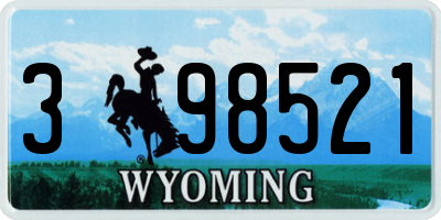 WY license plate 398521