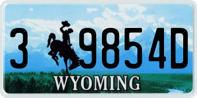 WY license plate 39854D