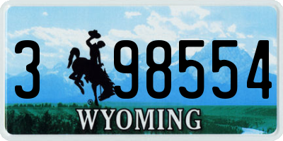 WY license plate 398554