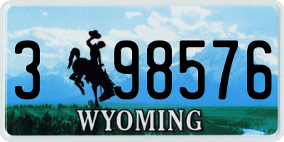 WY license plate 398576