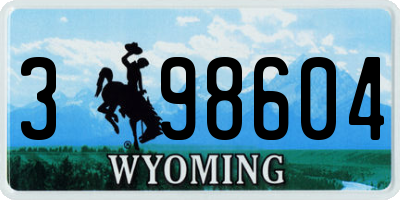 WY license plate 398604