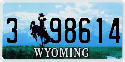 WY license plate 398614